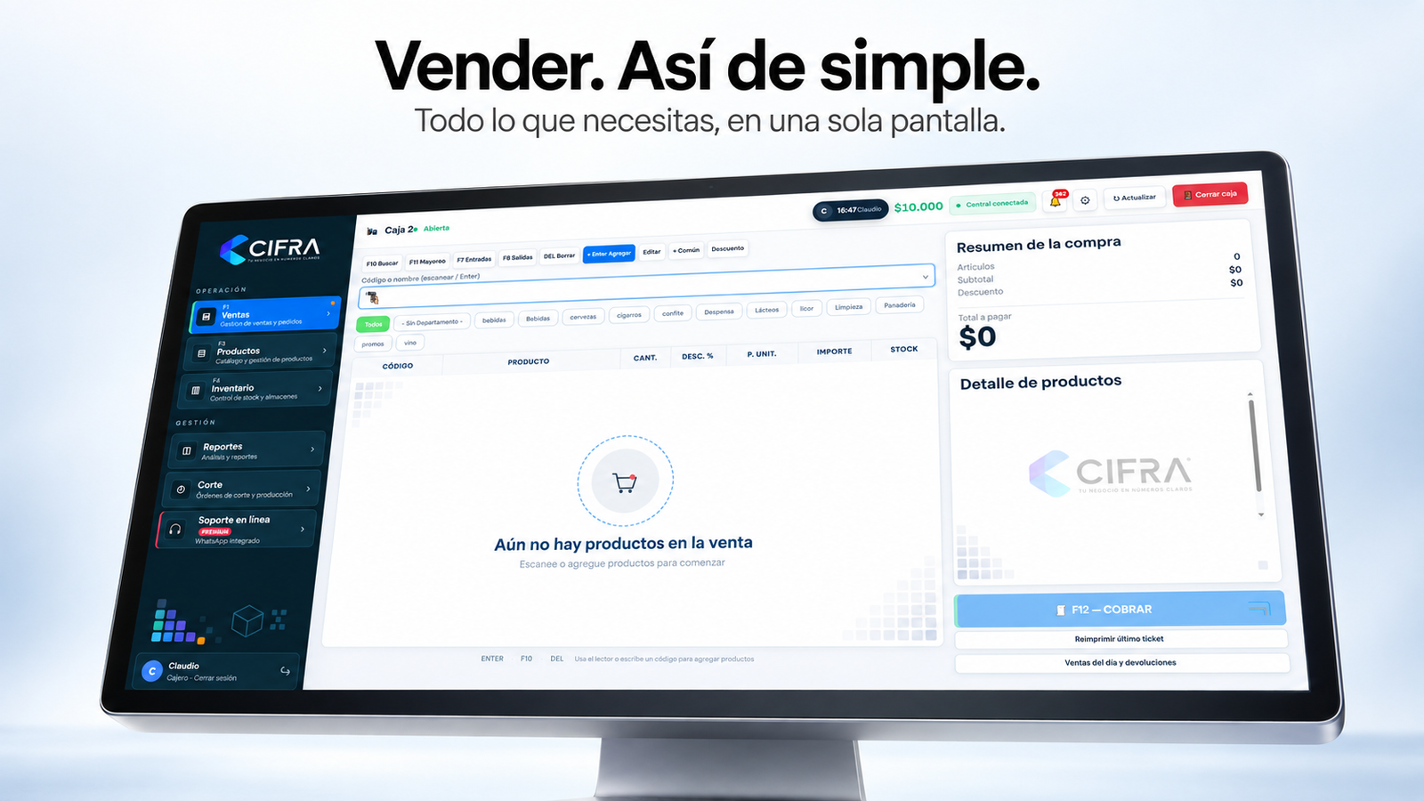Vender. Así de simple. Todo lo que necesitas, en una sola pantalla.
